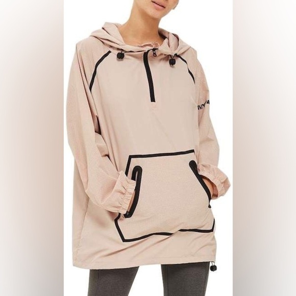 Ivy Park Women’s Perforated Mesh Hooded Pullover Jacket in Dusty Pink Size S - Picture 3 of 15